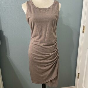 Leith Sleeveless Ruched Tan Dress